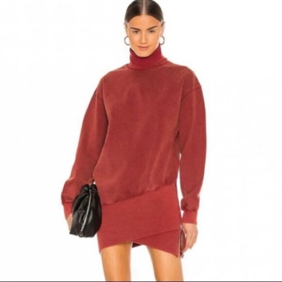 ✨ YOUNG FABULOUS AND BROKE Turtleneck Asymmetrical Sweater Side Zipper Dress✨ - Picture 1 of 7